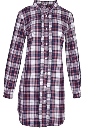 LOUIS & LOUISA Schlafanzug Sleepshirt Damen - KUSCHEL-KARO - weiß/schwarz/rot/blau - Verkäufer: Alpenwahnsinn Tracht & Lifestyle