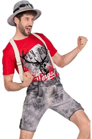 Mark Maddox Trachtenlederhose Lederhose Herren kurz - RIEGEL - stein - Verkäufer: Alpenwahnsinn Tracht & Lifestyle
