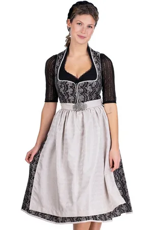 MARJO Dirndl Midi Dirndl 2tlg. - ALICIA - anthrazit/taupe/cremebeige - Verkäufer: Alpenwahnsinn Tracht & Lifestyle