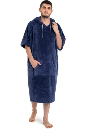 My Home Badeponcho Lillou, ideal für Sauna, Spa & im Urlaub, Langform, Microfaser, Kapuze, ohne, weich und kuschelig, Fleece, Unisex, für Damen und Herren, Surfponcho