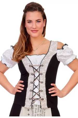MARJO Trachtenshirt Blusenshirt - ELISA II - beige/schwarz - Verkäufer: Alpenwahnsinn Tracht & Lifestyle