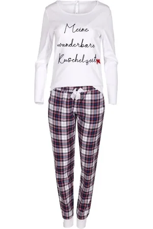LOUIS & LOUISA Schlafanzug Pyjama Damen - WUNDERBARE KUSCHELZEIT - weiß/karo - Verkäufer: Alpenwahnsinn Tracht & Lifestyle