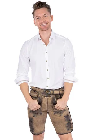 Mark Maddox Trachtenlederhose Lederhose Herren kurz - BUCHNER - beige antik/blau - Verkäufer: Alpenwahnsinn Tracht & Lifestyle