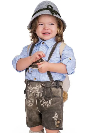 Isar Lederhose Lederhose Kinder - HENNY - schiefer/ - Verkäufer: Alpenwahnsinn Tracht & Lifestyle