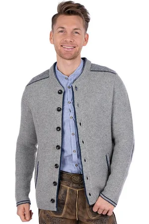 SPIETH & WENSKY Trachtenstrickjacke Trachten Strickjacke Herren - ALFRED - hellgrau/dunkelblau - Verkäufer: Alpenwahnsinn Tracht & Lifestyle