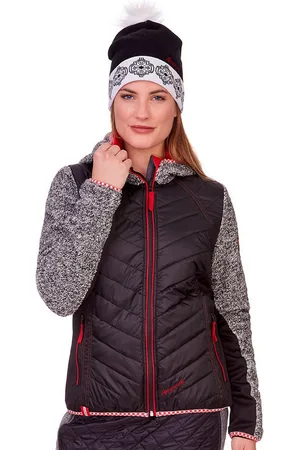 Almgwand Outdoorjacke Steppjacke Damen - AICHLERSTEIN - schwarz/grau/rot - Verkäufer: Alpenwahnsinn Tracht & Lifestyle
