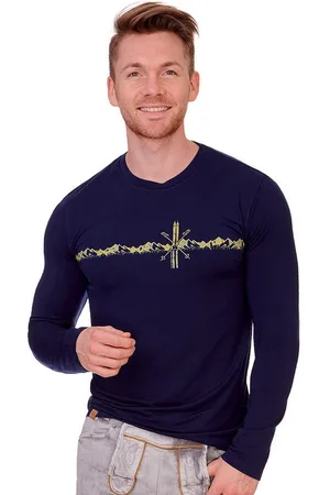 Piz Palü Strickpullover Longsleeve Herren - UNTERAMMERGAU - dunkelblau, oliv - Verkäufer: Alpenwahnsinn Tracht & Lifestyle