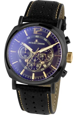 Jacques Lemans Chronograph Lugano 1-1645O, Quarzuhr, Armbanduhr, Herrenuhr, Datum, Stoppfunktion, Lederarmband