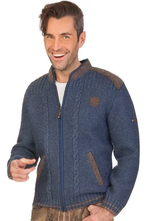 SPIETH & WENSKY Trachtenstrickjacke Trachten Strickjacke Herren - GRAHAM - dunkelgrau, jeansblau - Verkäufer: Alpenwahnsinn Tracht & Lifestyle