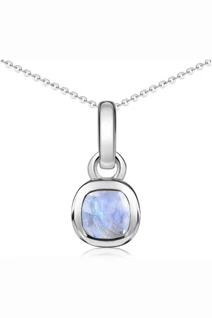 Materia Kettenanhänger Edelstein Mondstein quadratisch facettiert KA-248, 925 Sterling Silber - Verkäufer: Schmuck