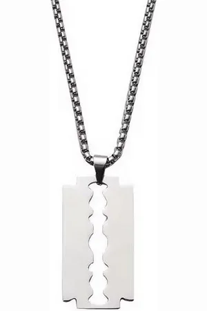 Karma Kette mit Anhänger Herrenkette Edelstahl Silber mit Anhänger Rasierklinge Halskette (Edelstahlhalskette Unisex Edelstahlkette), Herren Kette Modeschmuck Herrenschmuck - Verkäufer: Sanixa