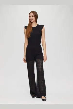QS by s.Oliver Stoffhose Transparente Feinstrick-Hose mit Ajourmuster und Baumwollfutter Gummizug - Verkäufer: s.Oliver
