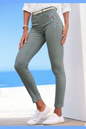 Lascana 7/8-Jeggings mit dezentem Blumendruck, elastische Skinny Jeans aus Baumwoll-Mix