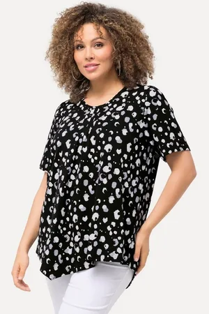 Ulla Popken T-Shirt T-Shirt Tupfen Rundhals Biesen Zipfelsaum Halbarm - Verkäufer: Popken Fashion Group