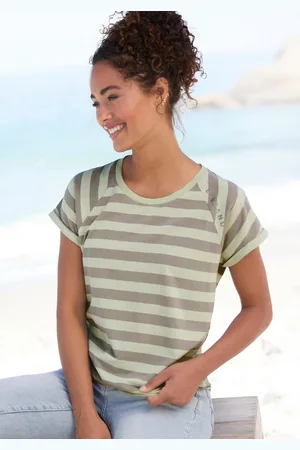 ELBSAND T-Shirt Calisa mit Streifenmuster, sportliches Kurzarmshirt aus Baumwoll-Mix
