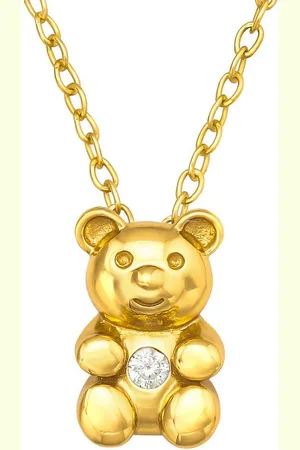 ALEXANDER YORK Kette mit Anhänger TEDDYBÄR in Gold Kristall weiß, 2-tlg., 925 Sterling Silber - Verkäufer: