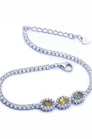 Goldene Hufeisen Tennisarmband echter Saphir Armband 925 Sterling-Silber mit Edelsteine, Damen-Schmuck mit Edelsteine - Verkäufer: