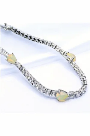 Goldene Hufeisen Tennisarmband echter Welo Opal Armband 925 Sterling-Silber Edelsteine, Damen Armschmuck mit Edelsteine - Verkäufer: