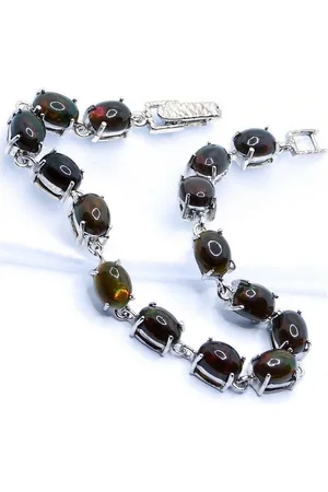 Goldene Hufeisen Silberarmband echter Schwarzer Edelopal Armband 925 Sterling-Silber Opal Edelsteine, Damen Armschmuck mit Opal Edelsteine - Verkäufer: