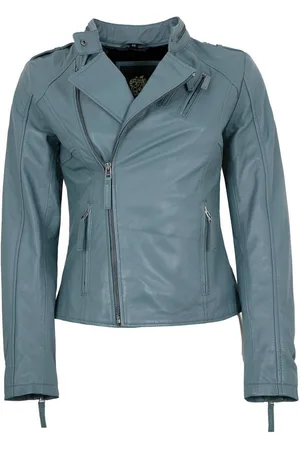 Apple of Eden Lederjacke AOE-115 - Damen Lederjacke Bikerjacke Lammnappa hellblau - Verkäufer: Lederjacken24