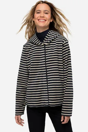 Laurasøn Sweatjacke Hoodiejacke geringelter Fleece Kapuze Langarm - Verkäufer: Popken Fashion Group