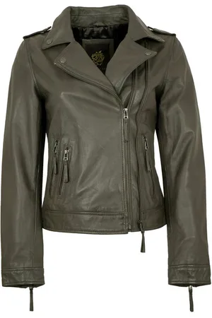 Apple of Eden Lederjacke AOE-117/L - Damen Lederjacke Bikerjacke Lammnappa -olive - Verkäufer: Lederjacken24
