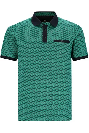 HAJO Poloshirt H Poloshirt Stay FreshEscher Print smaragd - Verkäufer: Herrenmode Kreis Shop