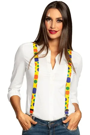 Boland Hosenträger Clown Hosenträger - für Clownskostüm zum Fasching Kunterbunte Hosenträger für Karneval und Zirkus - Verkäufer: MASKWORLD