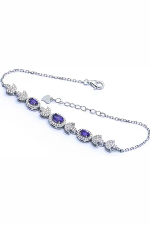 Goldene Hufeisen Silberarmband echtes Amethyst Armband 925 Sterling-Silber mit Edelsteine, Damen Armschmuck mit Edelsteine - Verkäufer: