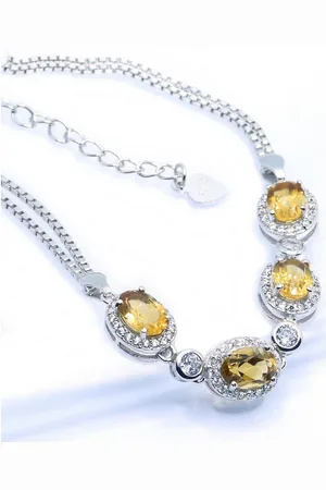Goldene Hufeisen Silberarmband echtes Citrin Armband 925 Sterling-Silber mit Edelsteine, Damen Armschmuck mit Edelsteine - Verkäufer: