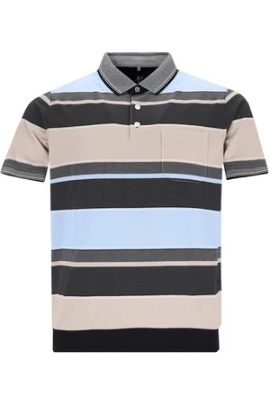 HAJO Poloshirt H Poloshirt Stay Fresh BundFeinpique Streifen taupe - Verkäufer: Herrenmode Kreis Shop