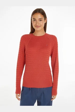 Tommy Hilfiger Rundhalspullover CO CABLE C-NK SWEATER mit Zopfmuster