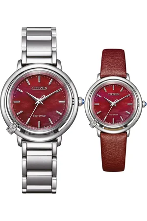 Citizen Solaruhr EM1090-78X, (Set, 2-tlg., mit Wechselband aus veganer Lederalternative (Apfel), Armbanduhr, Damenuhr, Diamanten, Saphirglas, Edelstahlarmband