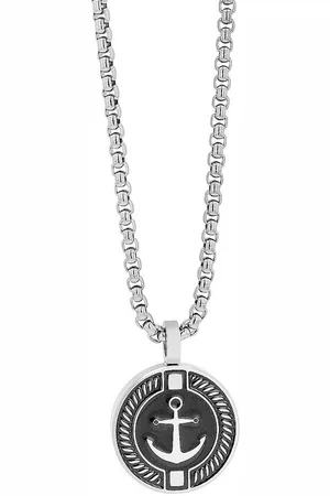 Karma Kette mit Anhänger Venezianerhalskette Anker Silber Schwarz Herrenhalskette Kette (Geschenk für Ihn Silberkette, Ankerkette), Herren Kette Modern Edelstahl Edelstahlhalskette - Verkäufer: Sanixa