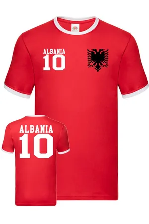 Blondie & Brownie T-Shirt Herren Albanien Albania Sport Trikot Fußball Meister EM Euro Mit Kontrastnaht - Verkäufer: Hubihu