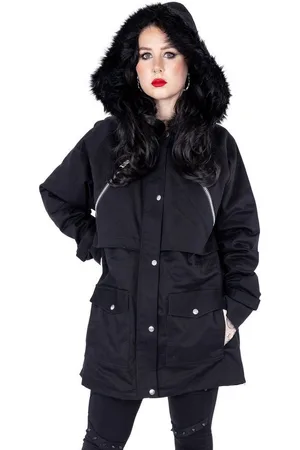 Vixxsin Parka Sylvia Gothic Denim Jeans Kurzmantel Kunstfellrand - Verkäufer: Schompi Trading e.K.