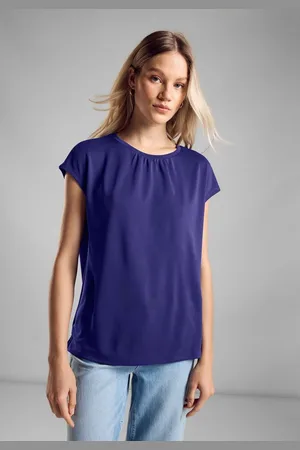 Street one Shirttop im Seidenlook und mit Knopf im Nacken