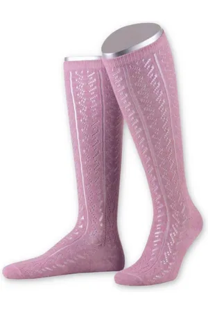 LUSANA Trachtensocken Trachtenstrümpfe Damen - L390 - beerenrosa, hellgrau - Verkäufer: Alpenwahnsinn Tracht & Lifestyle