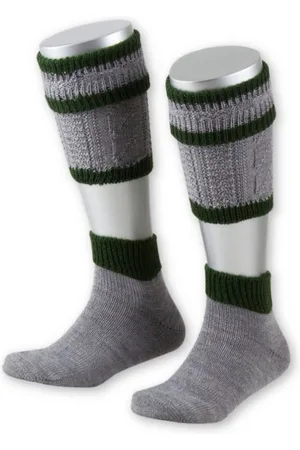 LUSANA Trachtensocken Loferl - L4291 - mittelgrau/tanne, trachtenbraun/tanne - Verkäufer: Alpenwahnsinn Tracht & Lifestyle