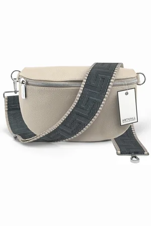 ARTVALL Umhängetasche Echtleder Handtasche Brusttasche Crossbody Beige, Bauchtasche Leder verstellbar mit Schultergurt Design breit hochwertig - Verkäufer: EAZY CASE GmbH