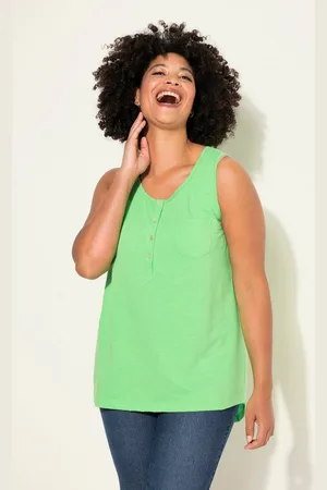 Angel of Style Longtop Top Rundhals Knopfleiste Saum hinten länger - Verkäufer: Popken Fashion Group