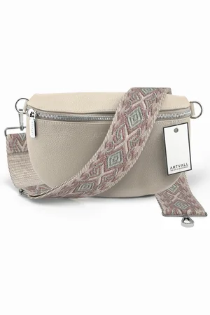 ARTVALL Umhängetasche Echtleder Handtasche Brusttasche Crossbody Beige, Leder Bauchtasche klein breiter Schulterriemen abnehmbarer Taschengurt - Verkäufer: EAZY CASE GmbH