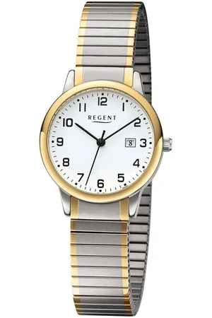 Regent Quarzuhr W0278 - 3310.09.99, Armbanduhr, Damenuhr, Datum, Flexband, Zugband, Edelstahlarmband