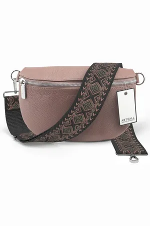 ARTVALL Umhängetasche Echtleder Handtasche Brusttasche Crossbody Rosé, Bauchtasche Leder verstellbar mit Schultergurt Design breit hochwertig - Verkäufer: EAZY CASE GmbH