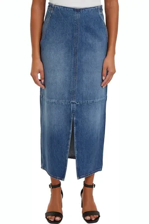 Tommy Hilfiger Bleistiftrock DNM MIDI SKIRT HW BETH CTD Webrock mit Flagge