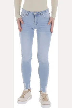 Ital-Design Skinny-fit-Jeans Damen Freizeit (86746081) Destroyed-Look Stretch Skinny Jeans in Hellblau - Verkäufer: