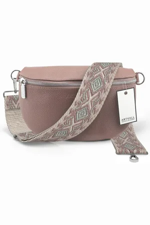 ARTVALL Umhängetasche Echtleder Handtasche Brusttasche Crossbody Rosé, Leder Bauchtasche klein breiter Schulterriemen abnehmbarer Taschengurt - Verkäufer: EAZY CASE GmbH