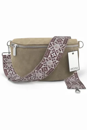 ARTVALL Umhängetasche Wildleder Handtasche Brusttasche Crossbody Beige, Wildleder Bauchtasche mit Reißverschluss breites Schulterband Klein - Verkäufer: EAZY CASE GmbH