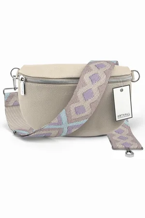 ARTVALL Umhängetasche Echtleder Handtasche Brusttasche Crossbody Beige, Leder Bauchtasche klein breiter Schulterriemen abnehmbarer Taschengurt - Verkäufer: EAZY CASE GmbH