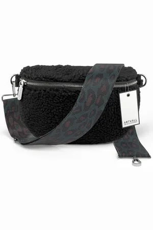 ARTVALL Umhängetasche Teddy Handtasche Brusttasche Crossbody Bag Schwarz, Bauchtasche Teddy Plüschtasche Teddyfell mit Schultergurt Design Klein - Verkäufer: EAZY CASE GmbH